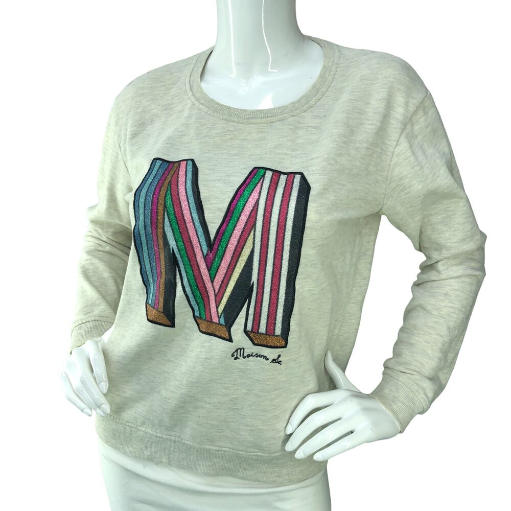 Scotch & Soda Maison Womens Size P US XS Sweatshirt Graphic M Print Sweater Gray